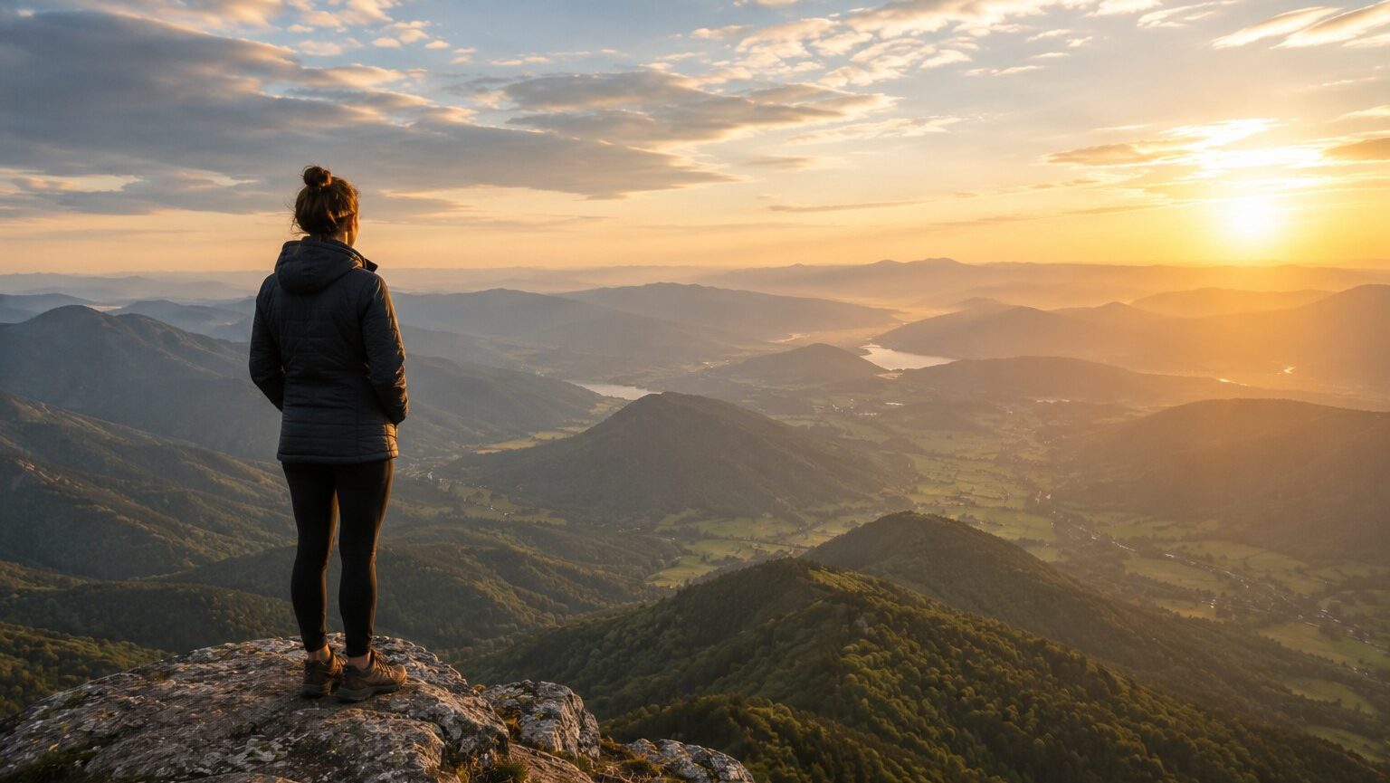 woman gazing over the valley contemplatively
